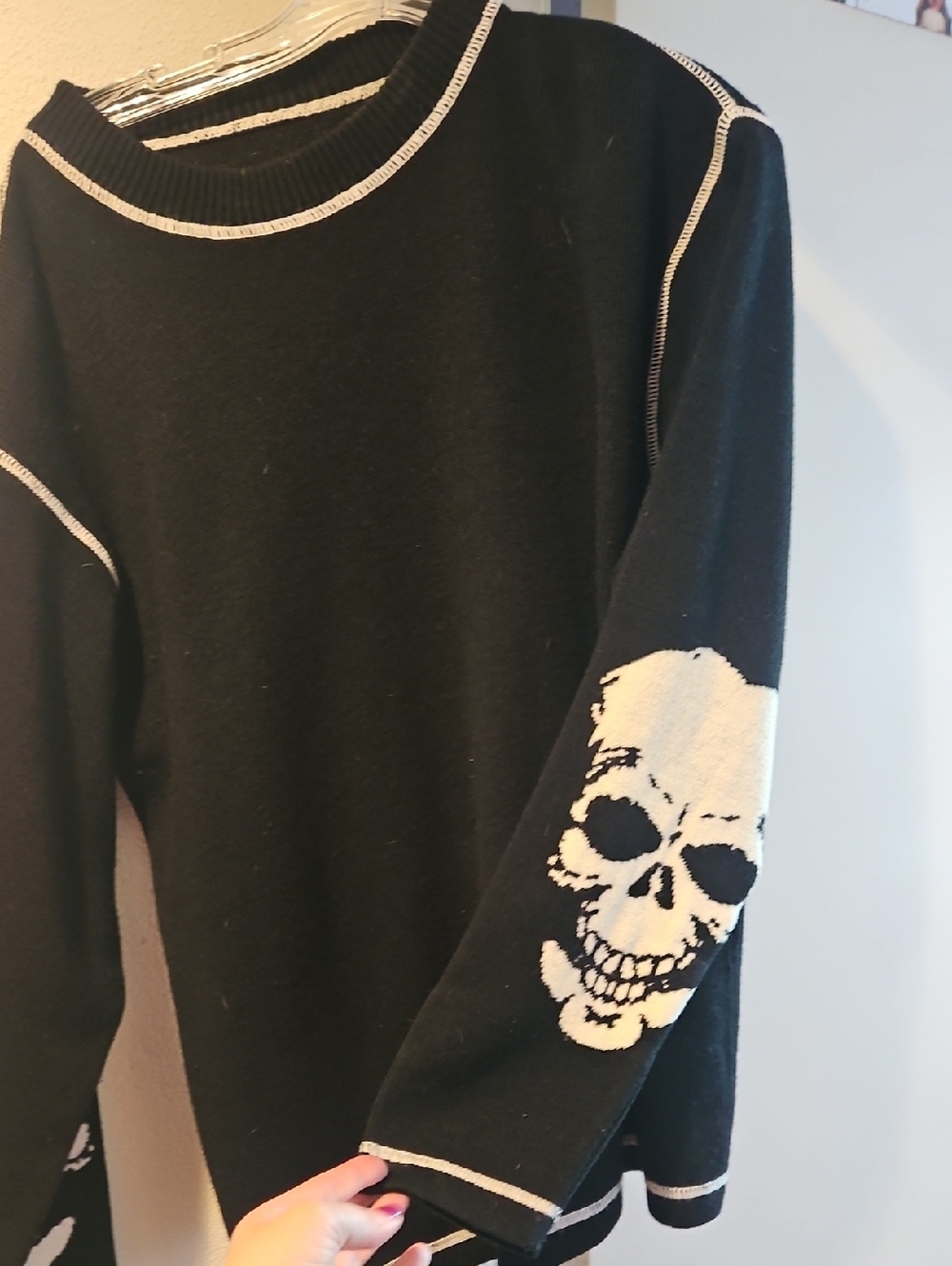 Black Sweater With Skulls On Sleeves